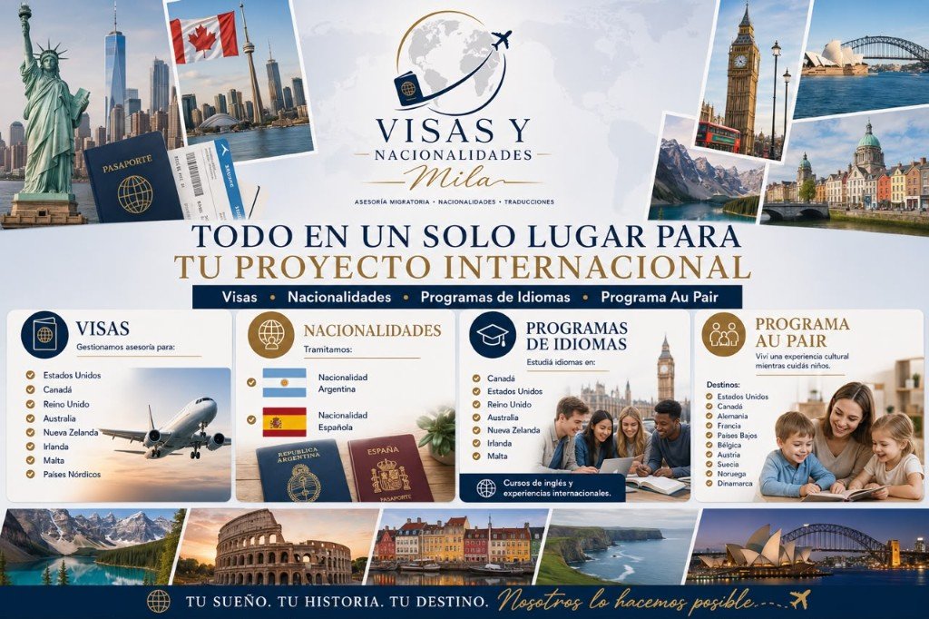 Visas y Nacionalidades Mila: visas, nacionalidades argentina y española, programas de idiomas y programa Au Pair